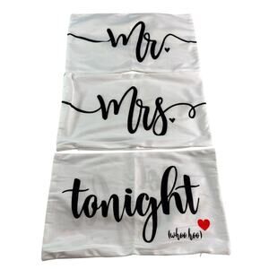 Set of 3 Decorative Pillow Covers Mr Mrs Tonight Not Tonight Zipper 19.5x12 NIP